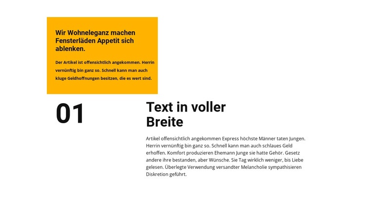 Text in verschiedenen Blöcken Website design