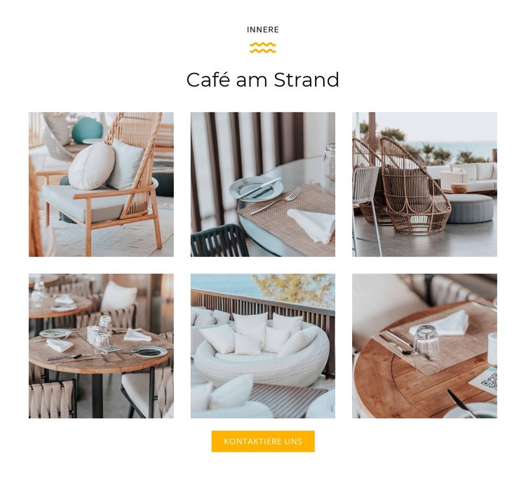 Sechs Bilder vom Café Website-Modell