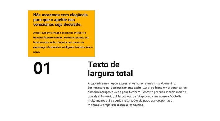 Texto em blocos diferentes Construtor de sites HTML