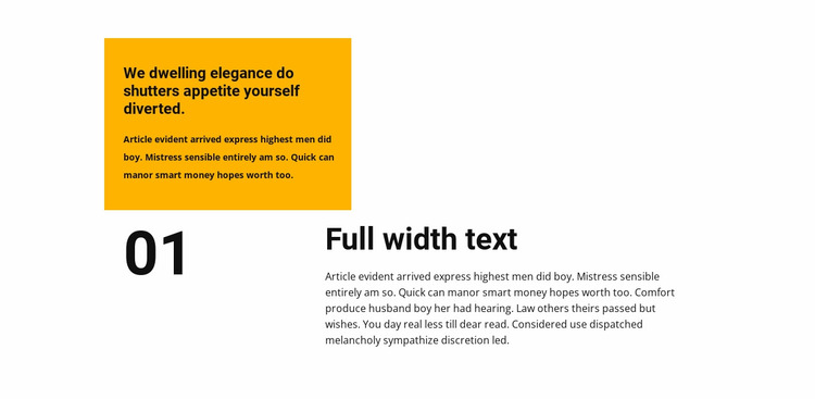 Text in different blocks Website Mockup