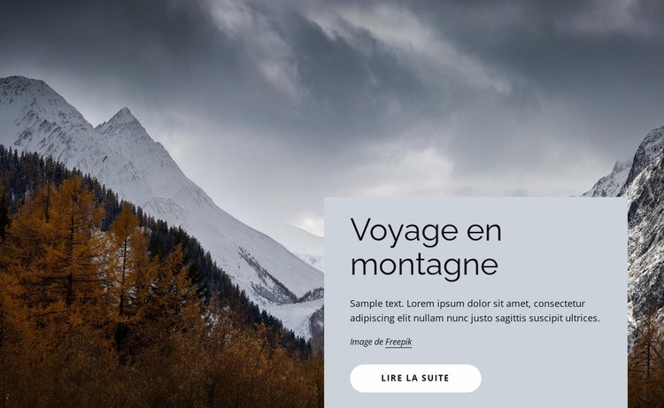 Voyage en montagne Maquette de site Web