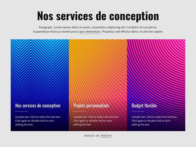 Nos prestations de conception Modèle CSS