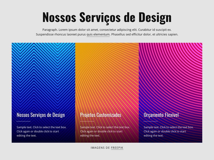 Nossos serviços de design Modelos de construtor de sites