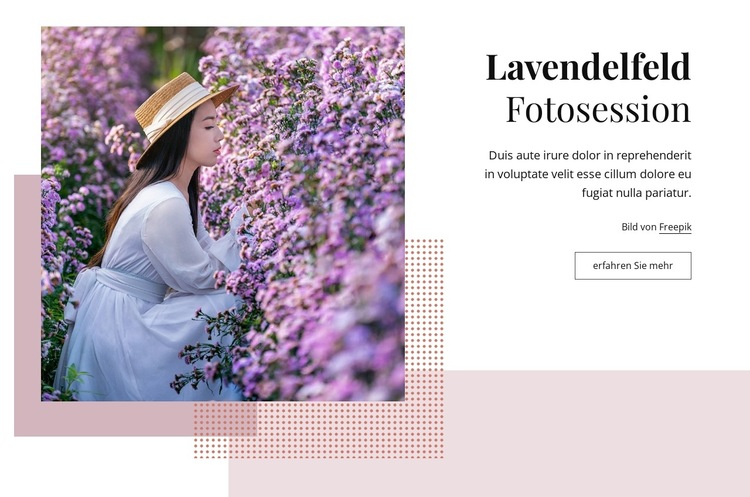 Fotosession mit Lavendelfeld Website-Vorlage