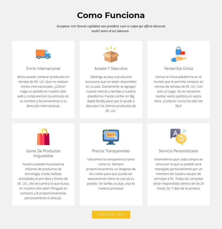 Como funciona nuestra tienda Maqueta de sitio web