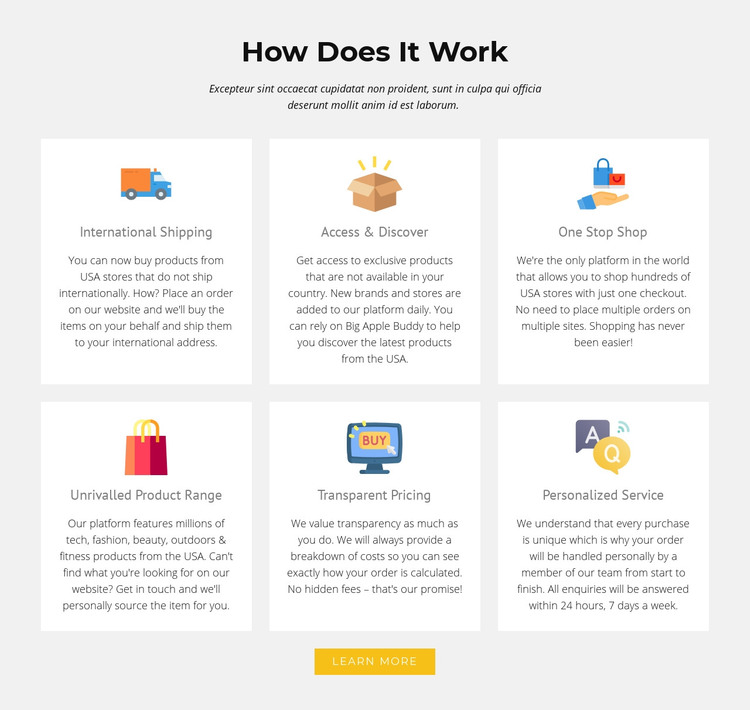 How our shop works Homepage Design