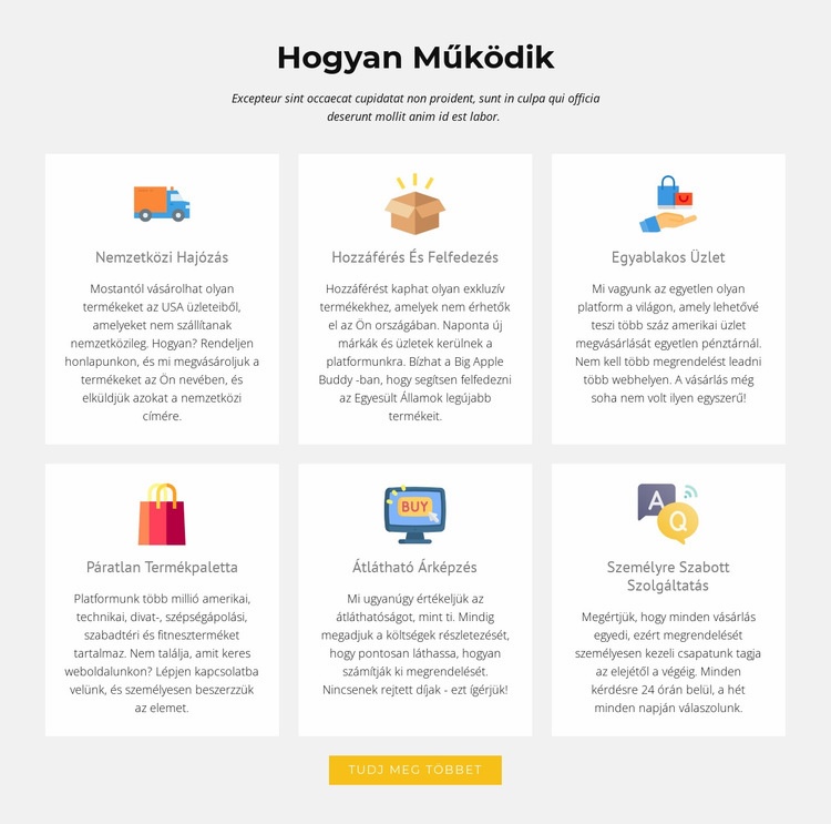 Hogyan működik üzletünk Weboldal sablon