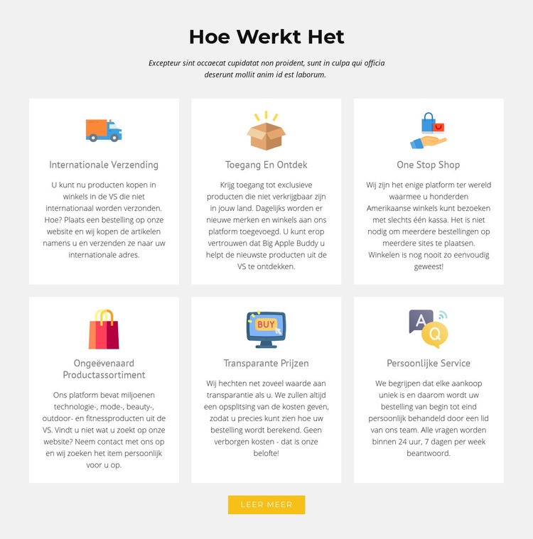 Hoe onze winkel werkt Website Builder-sjablonen