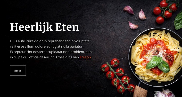 Italiaanse pastagerechten Website mockup