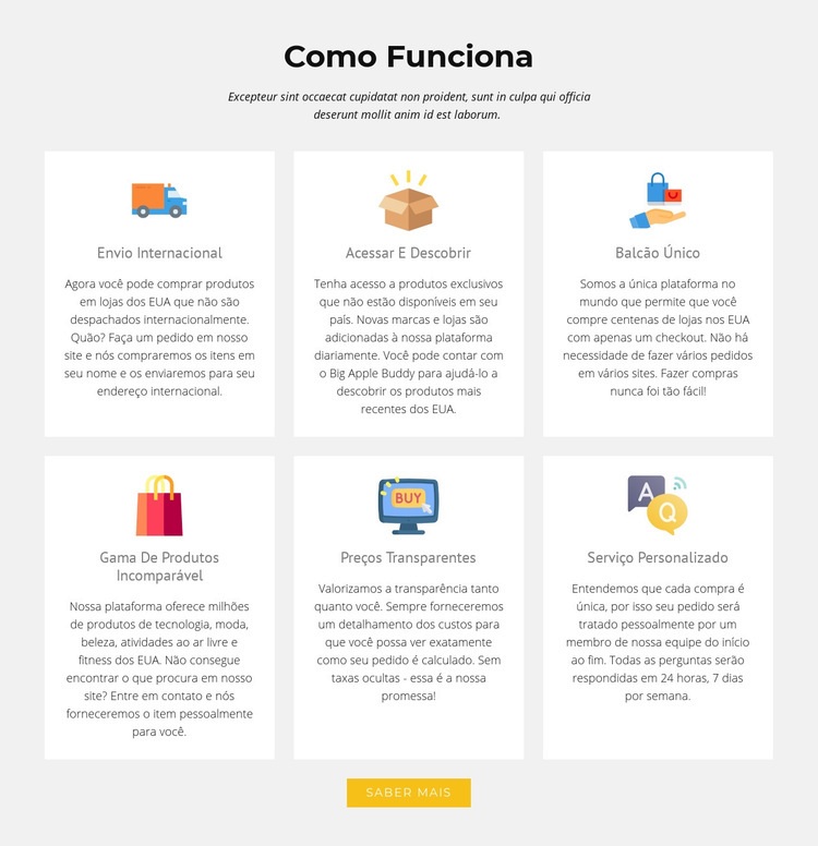 Como funciona nossa loja Construtor de sites HTML