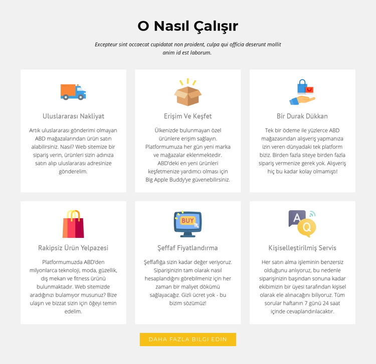 Mağazamız nasıl çalışıyor HTML Şablonu