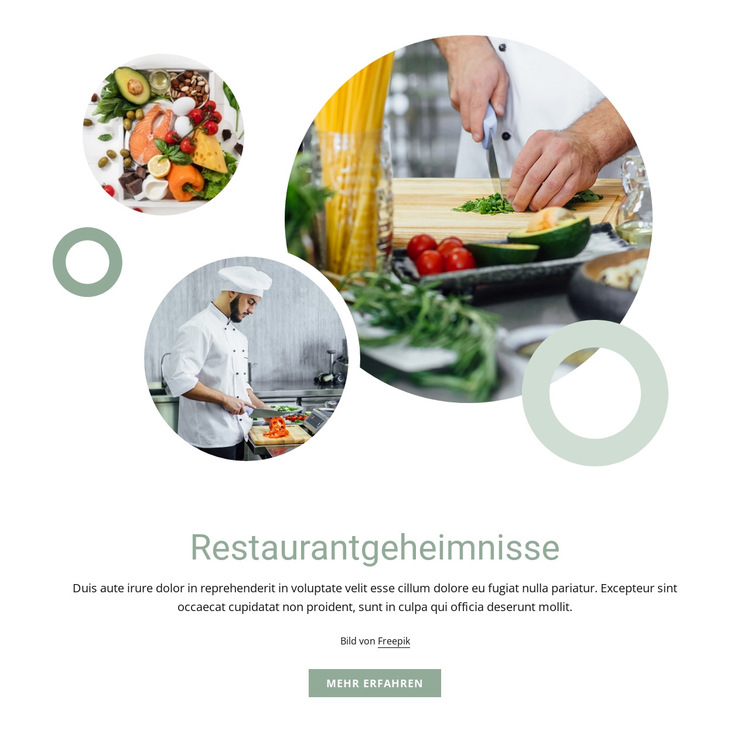 Restaurantgeheimnisse Website-Vorlage