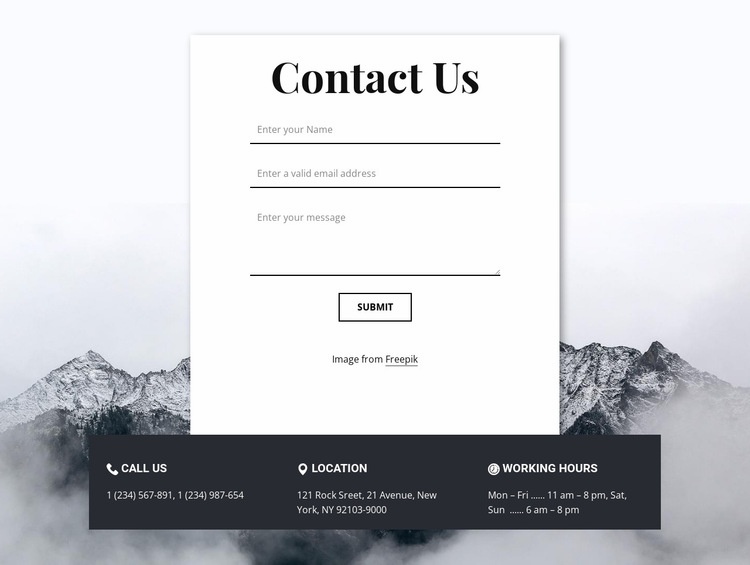 Contacts with overlaping Html Website Builder