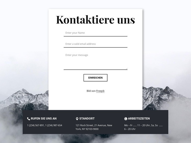 Contacts with overlaping Website Builder-Vorlagen