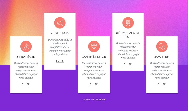 Features with colored background Modèle CSS