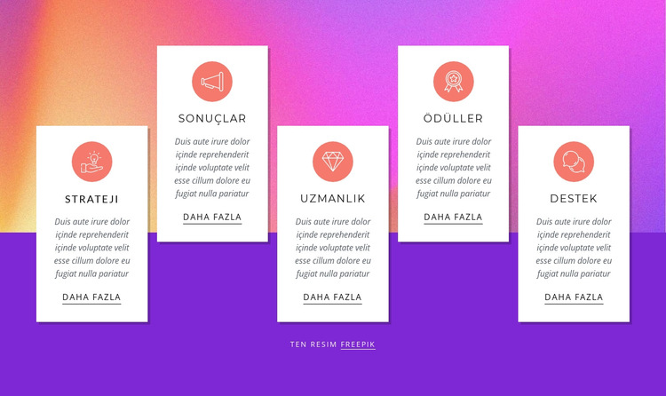 Features with colored background Web Sitesi Şablonu