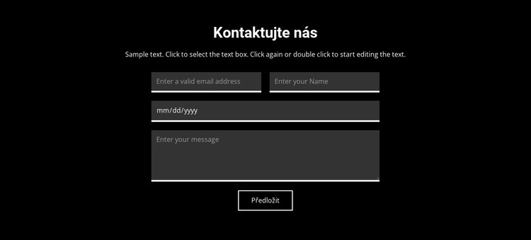 Kontakt na tmavém pozadí Šablona HTML