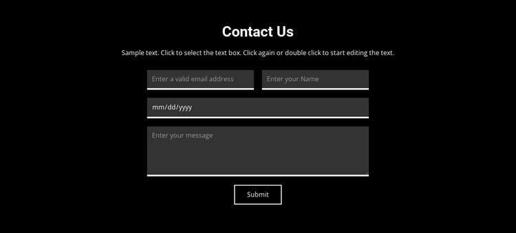 Contact on dark background CSS Template