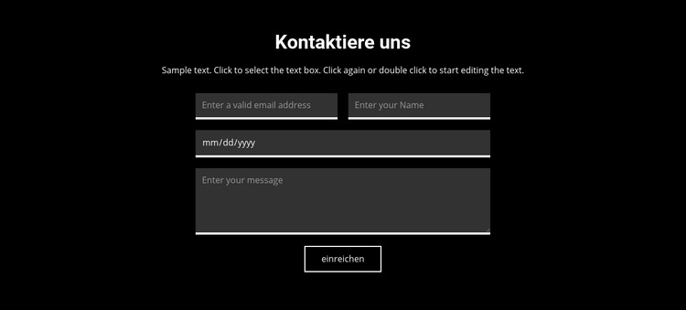 Kontakt auf dunklem Hintergrund Joomla Vorlage