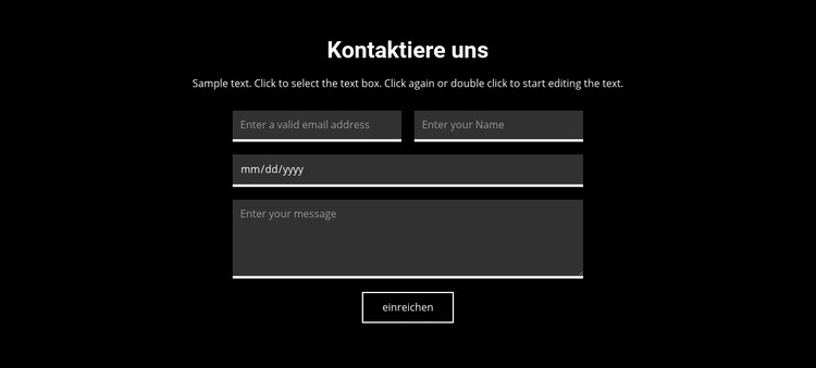 Kontakt auf dunklem Hintergrund Website design