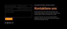 Atemberaubende Landingpage Für Kontaktformular Auf Dunklem Hintergrund