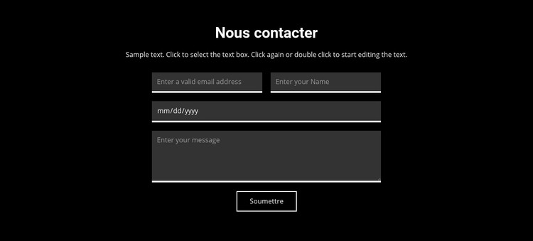 Contact sur fond sombre Modèle CSS