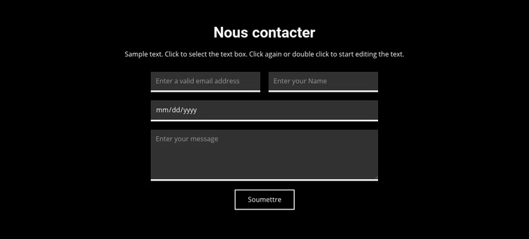 Contact sur fond sombre Modèle HTML5