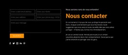 Formulaire De Contact Sur Fond Sombre : Modèle D'Une Page Facile À Utiliser