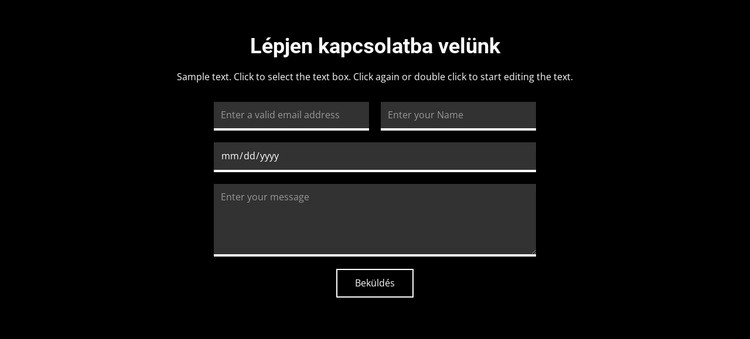 Kapcsolat sötét háttér előtt HTML Sablon