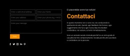 Il Miglior Design Del Sito Web Per Modulo Di Contatto Su Sfondo Scuro