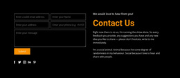 Contact Form On Dark Background General Inquiry