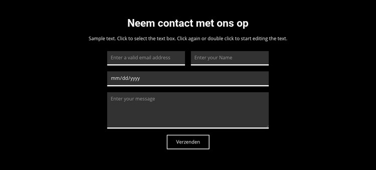 Contact op donkere achtergrond Website ontwerp