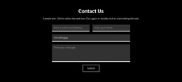 Contact On Dark Background - One Page Template Inspiration