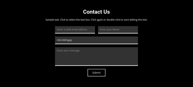 Contact on dark background Static Site Generator