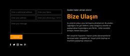 Koyu Zemin Üzerine Iletişim Formu Için HTML Tasarımı