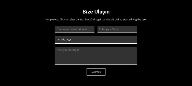 Koyu arka planda iletişim Web sitesi tasarımı