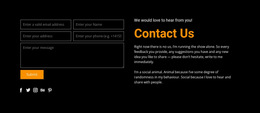 Contact Form On Dark Background - Functionality Website Builder