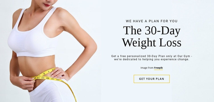 30-dagars viktminskningsprogram Html webbplatsbyggare