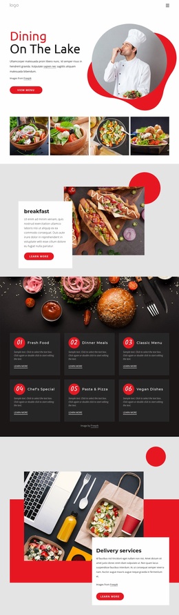 Dining On The Lake - Simple Website Template
