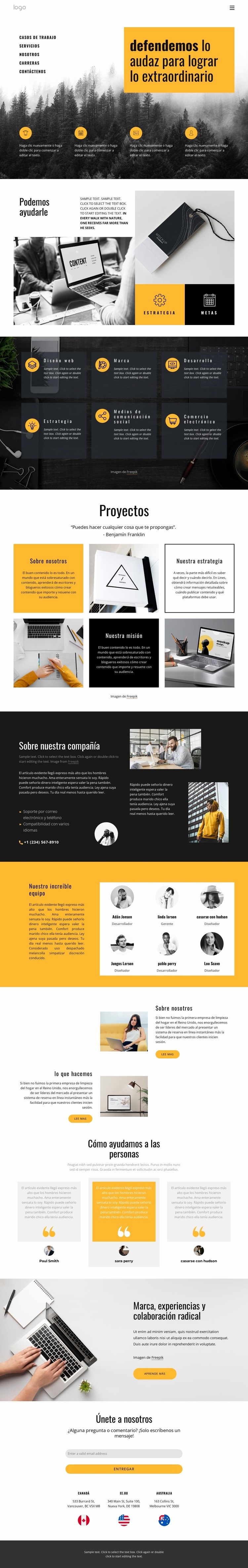 Proyectos extraordinarios para gente corriente Plantilla HTML5