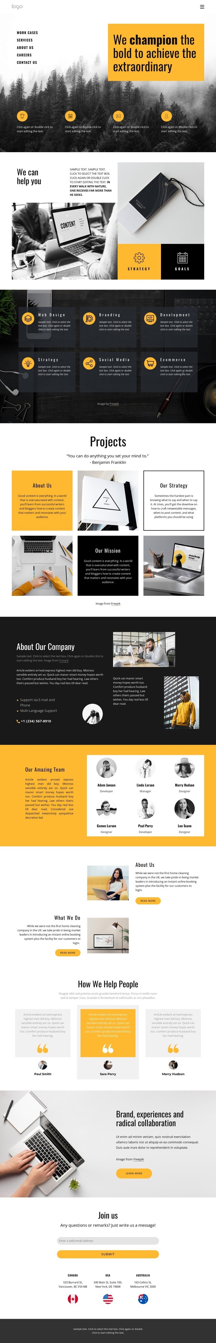 Extraordinary projects for ordinary people Homepage Design