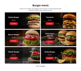 Burger Menünk - HTML Oldalsablon