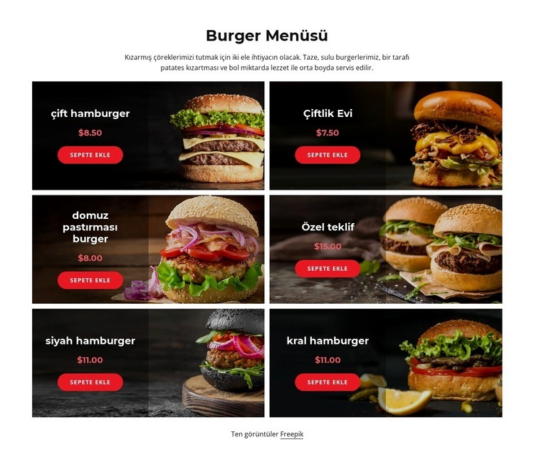 hamburger menümüz HTML5 Şablonu