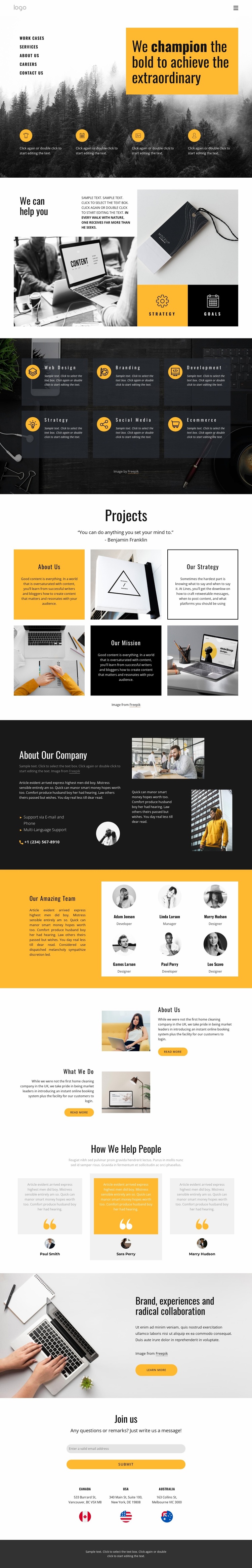 Extraordinary projects for ordinary people Website Design