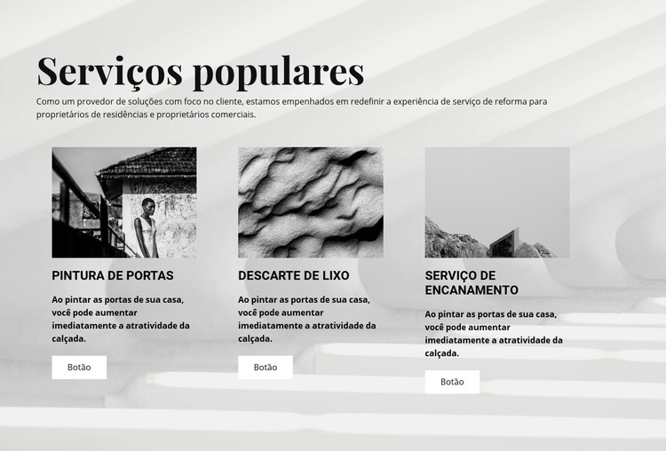 Serviços populares Design do site