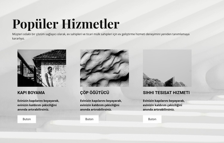 Popüler Hizmetler Web Sitesi Mockup'ı