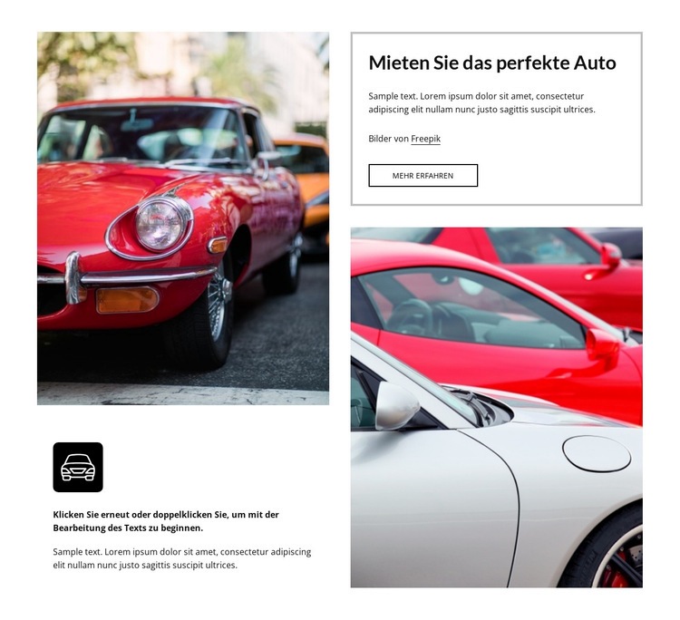 Rent the perfect car Landing Page