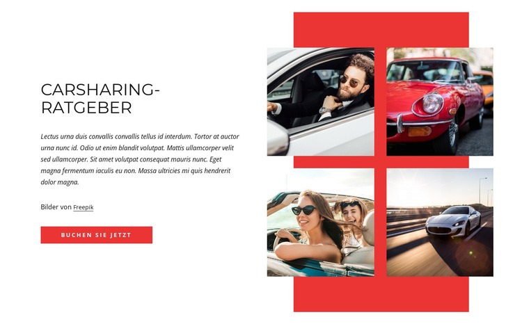 Car-sharing guide Eine Seitenvorlage