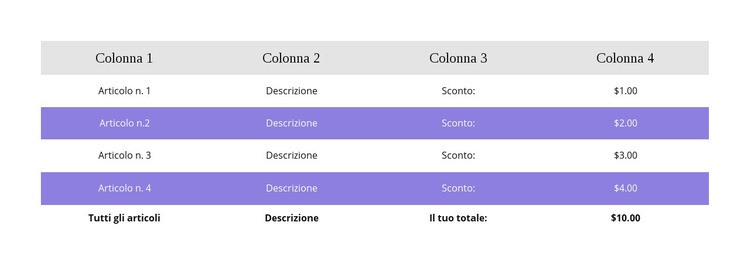 Tavolo colorato Modelli di Website Builder