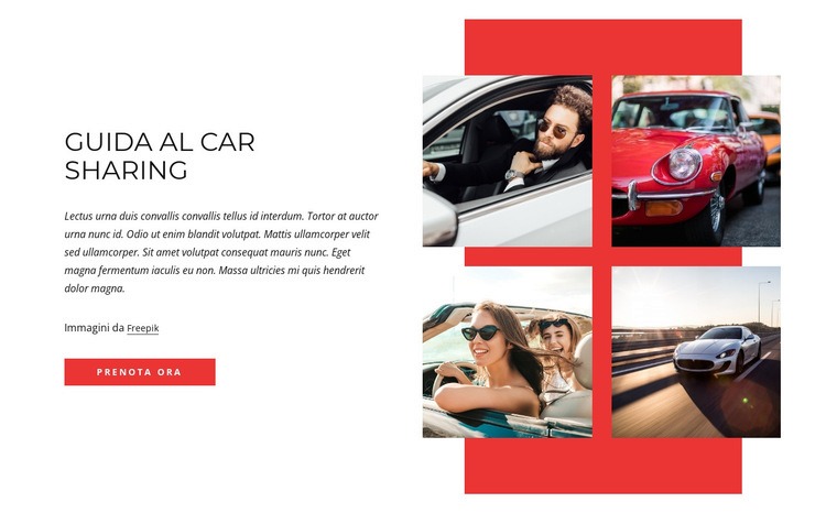 Car-sharing guide Mockup del sito web